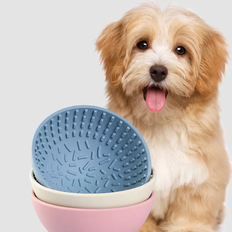 Bol rond pour chien Mangeoire lente Mangeoire interactive pour animaux de compagnie avec base antidérapante antidérapante Bol d'alimentation pour animaux de compagnie