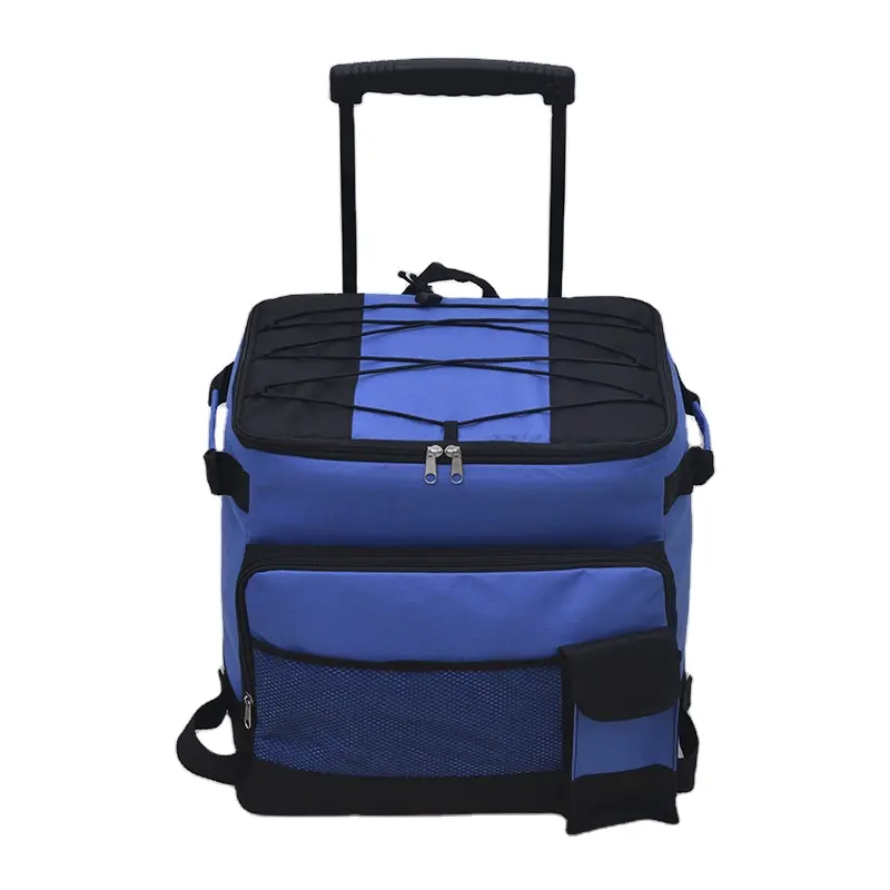 Vente en gros de sac isotherme pliable à roulettes avec logo personnalisé pour l'extérieur sac isotherme à roulettes pour le camping le pique-nique