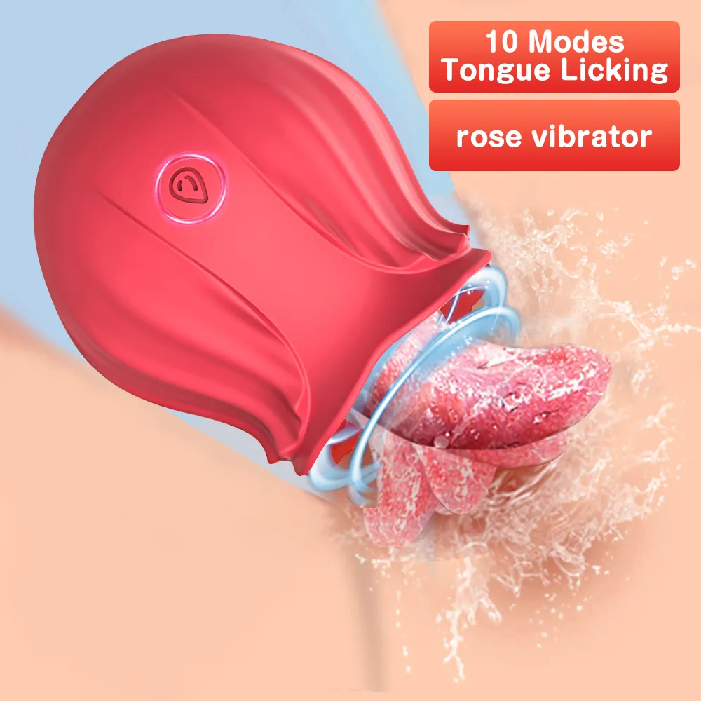 Rose Vibradores Brinquedos Lambendo Língua Feminina Estimulador De Clitóris De Silicone Massageador De Vagina Adultos Bens íntimos Brinquedos sexuais Para Mulheres