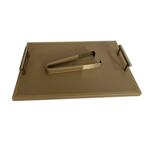 定制皮革托盘中密度纤维板矩形金属托盘桌面储物托盘 - Product Image 3