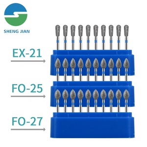 SHENGJIAN ucuz en paslanmaz çelik yuvarlak armut şekilli güvenli End hazırlama diş kliniği elmas Burs seti - Product Image 3