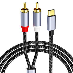 1 En 2 salidas USB C tipo C a macho 2 RCA Dual RCA Audio estéreo Cable 2RCA Cable auxiliar Y divisor convertidor altavoz amplificador ZF - Product Image 1
