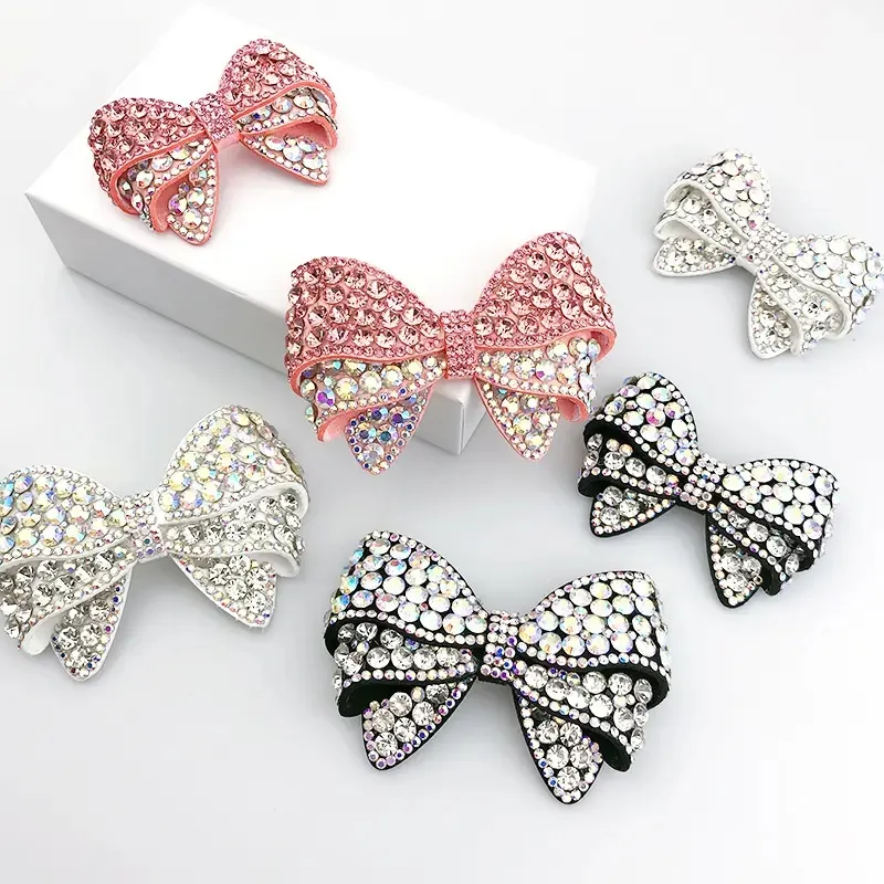 Nova moda 2023 bling bowtie sapato clipe flor calcanhar sandália acessórios rhinestone arcos sapatos decoração