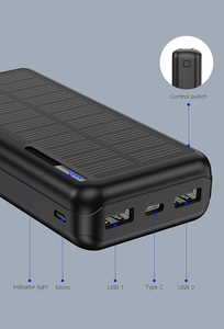 KUULAA 20000mAh Solar Power Bank Wasserdichtes Ladegerät Externe tragbare Power Bank mit LED-Licht anzeige für iPhone