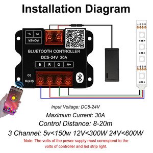 Bluetooth musica Wireless RGB Controller RF telecomando LED RGB Controller di alta qualità in metallo 30A luce Led Dimmer