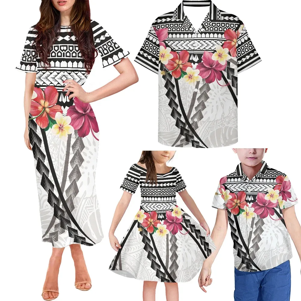 Drop Shipping abiti da donna eleganti formali polinesiani Design tribale Custom abito moda donna Set 4 pz