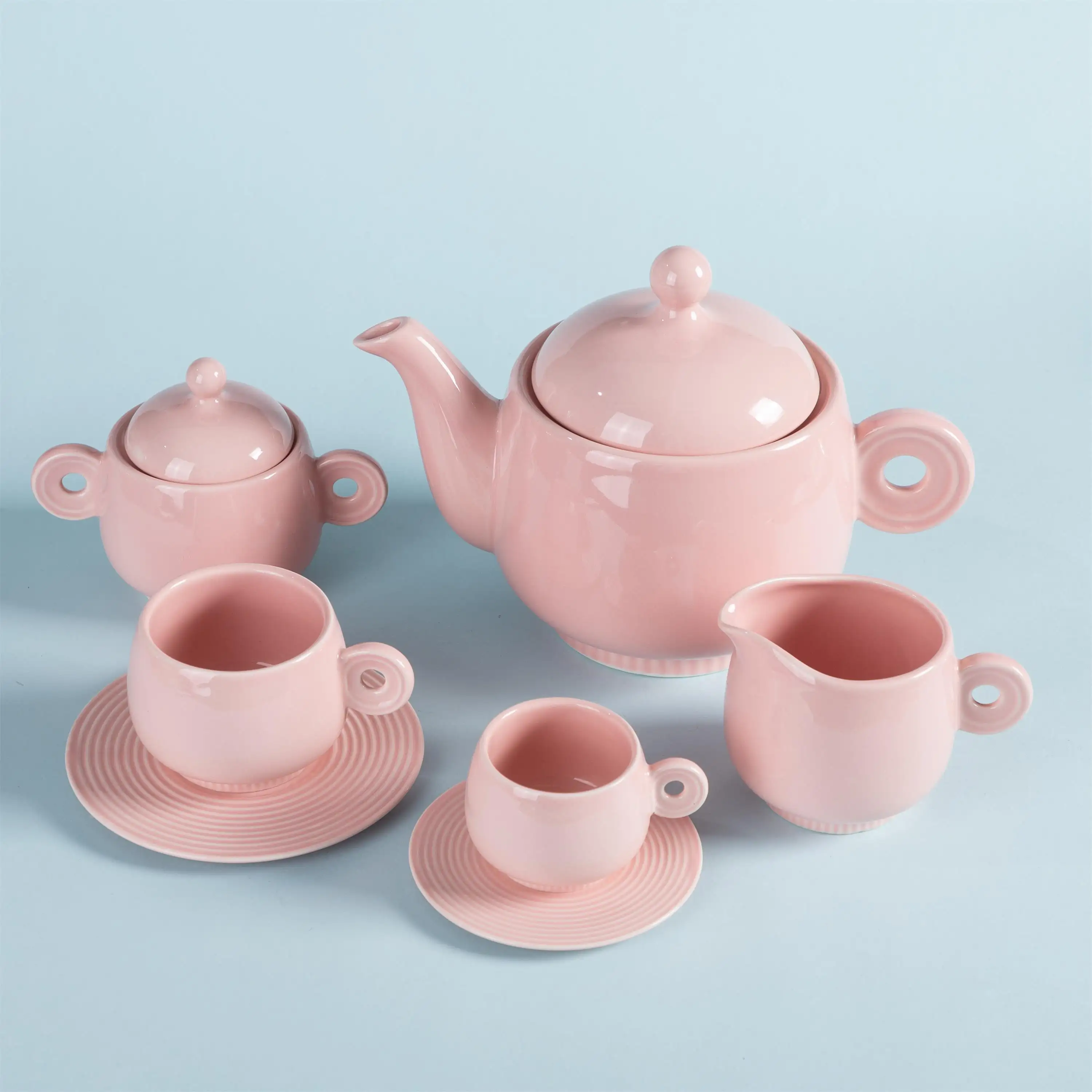 Conjuntos de chá e copo com bule de cerâmica rosa personalizado caixa de logotipo embalagem de papel