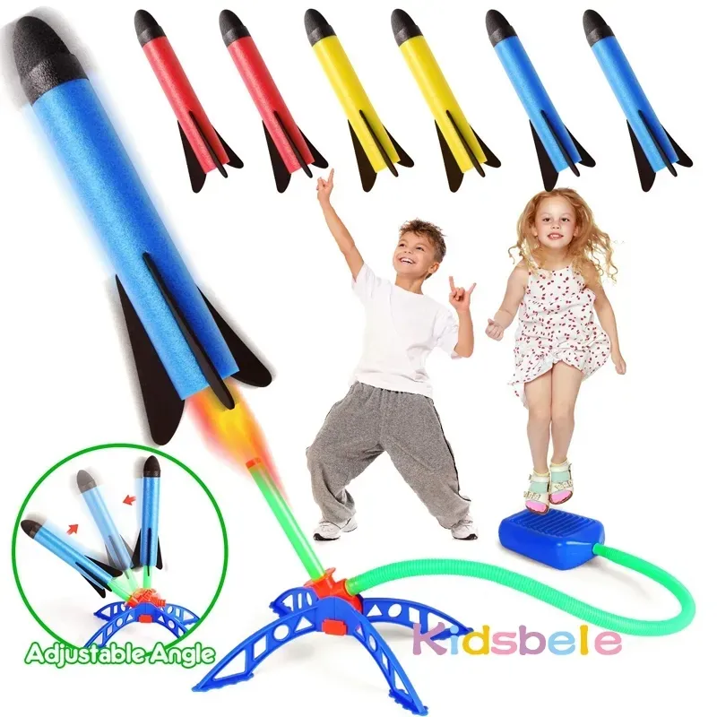Çocuk hava roket ayak pompası başlatıcısı oyuncaklar spor oyunu atlama Stomp açık çocuk oyun seti oyuncak preslenmiş roket rampaları pedalı oyunları
