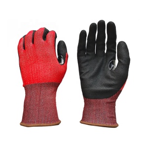 Iyi kullanım kırmızı ANSI A4 C kesim seviyesi HPPE Sandy nitril Palm kaplı Anti-Cut iş güvenliği eldiveni el ve kol koruma için - Product Image 1
