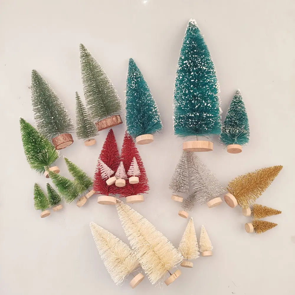 Árbol de Sisal para decoración del hogar, árbol de Navidad pequeño, miniárboles artesanales de Navidad, 2022