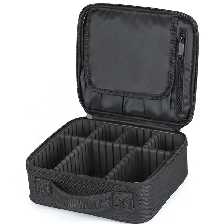 Schwarze Oxford Kosmetiktaschen Make-Up-Aufbewahrung kleines Kosmetik-Etui mit verstellbaren Teilern Reise-Make-Up-Zugkoffer für Damen