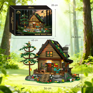 Cayi cabin khối xây dựng thiết lập với đèn LED Forest House đồ chơi xây dựng log cabin Bộ dụng cụ xây dựng món quà sinh nhật cho trẻ em - Product Image 6