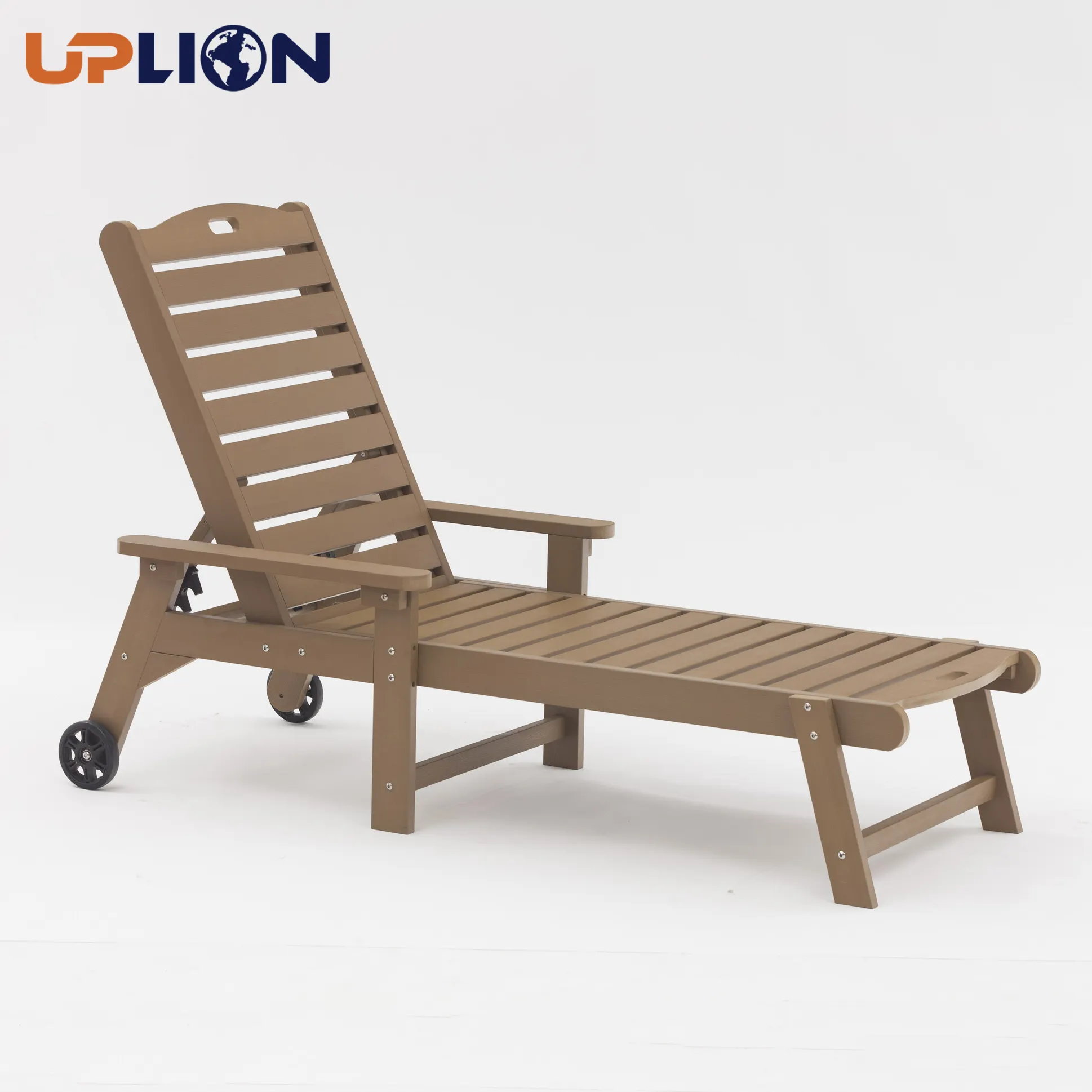 Uplion spiaggia all'aperto sedia a sdraio in legno di plastica Patio piscina Chaise Lounge