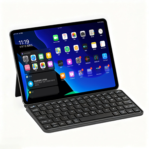 คีย์บอร์ดไร้สายแบบพกพาขนาดเล็ก QWERTY 3 ปุ่ม ไฟแบ็คไลท์ 7 สี ชาร์จซ้ำได้ พอร์ต <span class=keywords><strong>USB</strong></span> Type-C พร้อมขาตั้งในตัว สำหรับ iPad iPhone Z Fold - Product Image 2