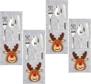 4 Pack modello di alce natale porta posate porta porta posate per casa ristorante Hotel festa decorazione tavolo da pranzo