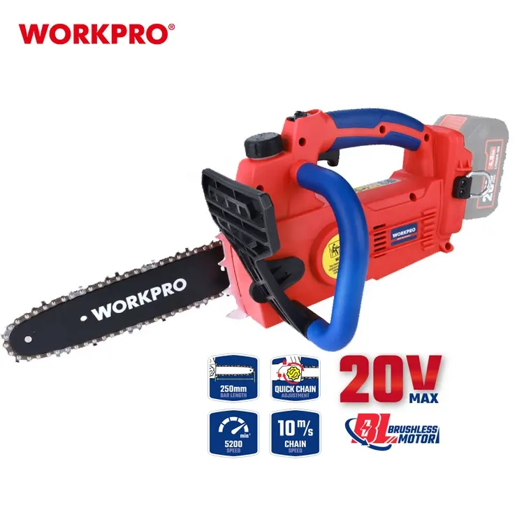 WORKPRO-Sierra de cadena sin escobillas de 20V y 10 pulgadas, herramienta de corte de madera, motosierra inalámbrica