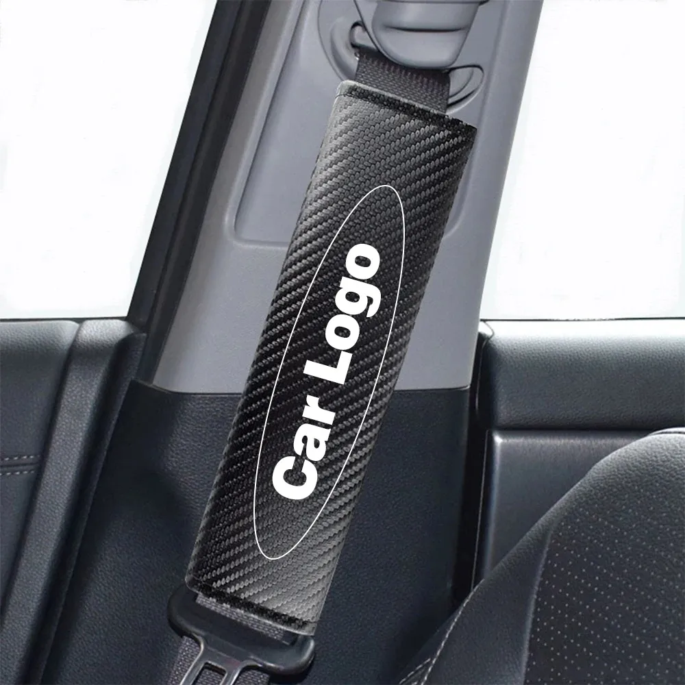 Araba aksesuarları oto aksesuarları karbon Fiber desen omuz koruma askısı pedleri BMW Hyundai Toyota için özel emniyet kemeri kapak