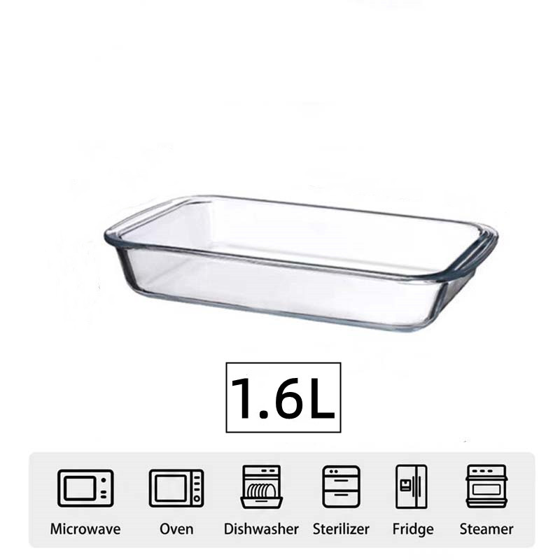 Molde rectangular transparente para hornear - 1.6L