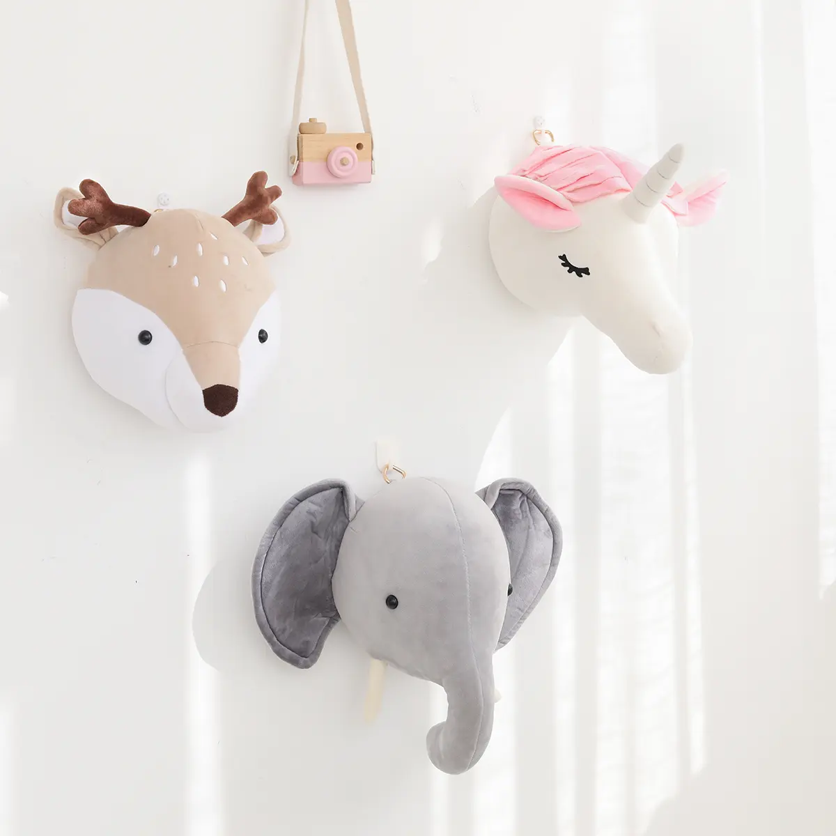रचनात्मक नॉर्डिक दीवार फांसी गेंडा हाथी पशु सिर के लिए यूरो शैली आलीशान खिलौना गुड़िया बच्चे के कमरे सजावट