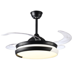 现代遥控酒店卧室大灯罩可调光LED灯吊扇，带可伸缩叶片 - Product Image 2