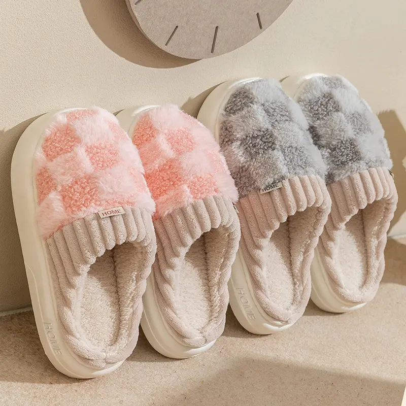 2024 New Arrival cozy winter indoor home children men's thick bottom home slippers for women