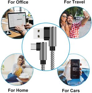 90度设计USB A至C型电缆直角连接器尼龙编织材料 - Product Image 3