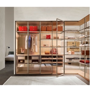 The <strong>Embedded</strong> Lighting Glass Cabinet Italy Design <strong>System</strong> Modular Collection Wardrobe - Product Image 1