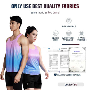 Benutzer definierte Quick Dry Blank Running Jogger Trainings anzüge Herren Mesh Polyester Stoff Lauf hemden und Unterhemden - Product Image 2