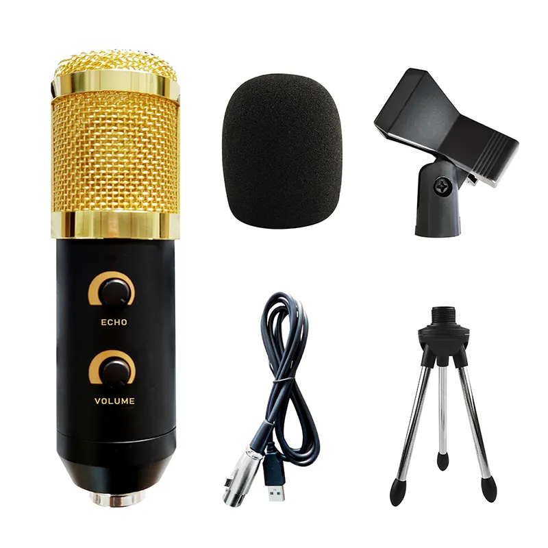 Alto-falante com microfone dinâmico, gravação com tripé e suporte para telefone, pc, skype, vlogging on-line