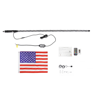 1 adet RGB kovalayan LED 3ft anten kırbaç ışık bayrağı ve uzaktan kumanda 300 LED bayrak direği lamba APP uzaktan kumanda için kamyon ATV UTV - Product Image 2