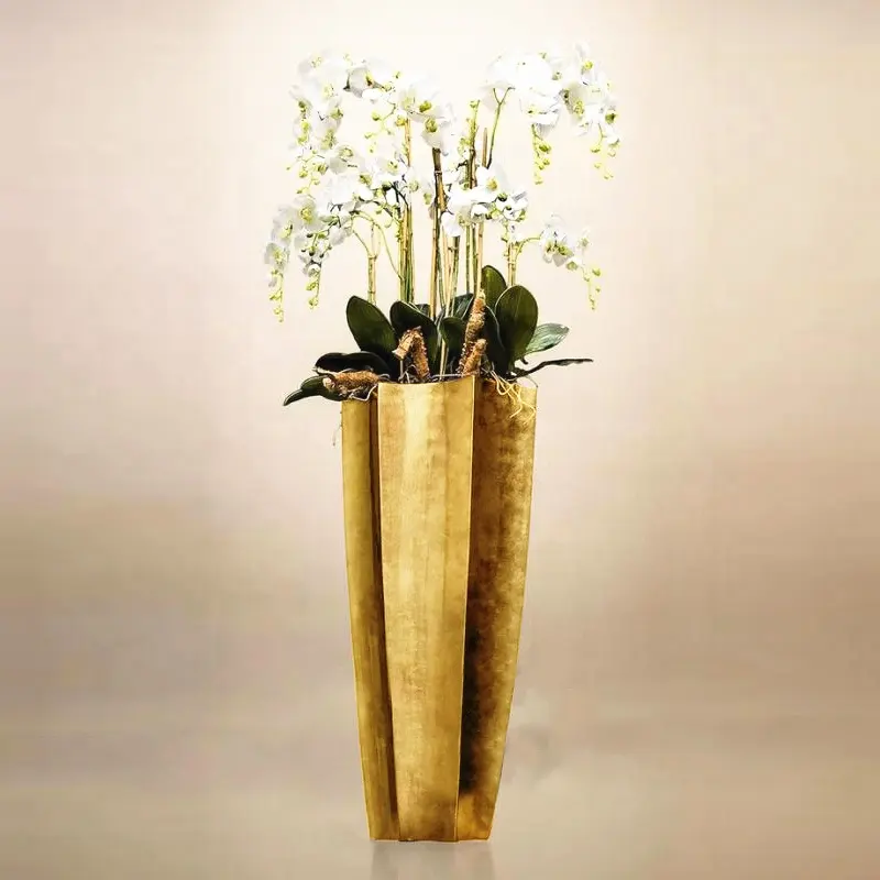 Oro In Fibra di Vetro Vasi di Vaso di Fiori Per La Decorazione Domestica