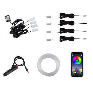 แถบไฟ <span class=keywords><strong>LED</strong></span> ตกแต่งภายในรถยนต์ DIY,แผงหน้าปัดไฟสร้างบรรยากาศตกแต่งแอปไฟเส้นใย <span class=keywords><strong>Led</strong></span> 12V RGB