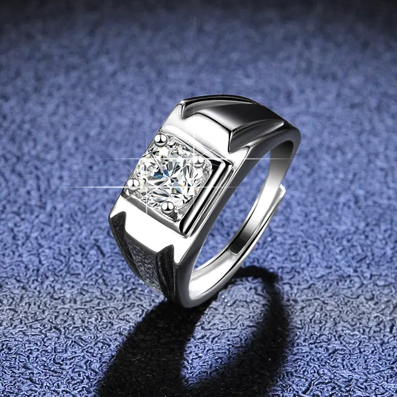 Sterling Zilveren Eenvoudige Ring Unisex Galvaniseren Belangrijkste Diamanten Ring