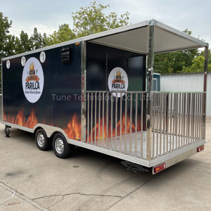 Truk Makanan Trailer Makanan Cepat dokumen hitam 18 kaki untuk bisnis katering dengan teras dilengkapi penuh - Product Image 1