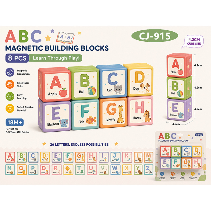 Série de lettres CJ-915 - Cube magnétique de 4,2 cm