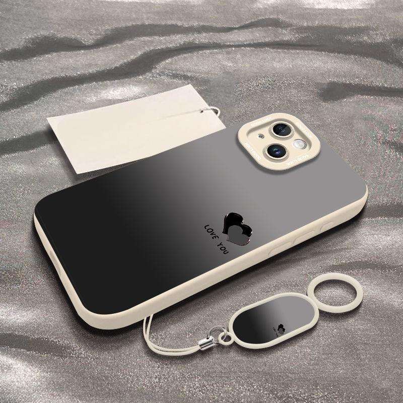 Bracelet dégradé noir et blanc avec boucle anneau