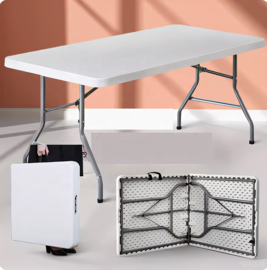 Mesa rectangular de 6 pies plegable por la mitad