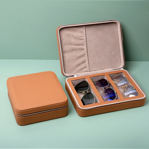 משקפי עור נייד תיבת משקפי שמש רב רשת משקפי שמש עם סגירת רוכסן - Product Image 1