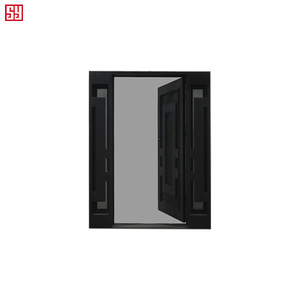 İki yan pencere ön giriş kapısı ürün ile özelleştirilmiş tek dış giriş ferforje kapı - Product Image 6