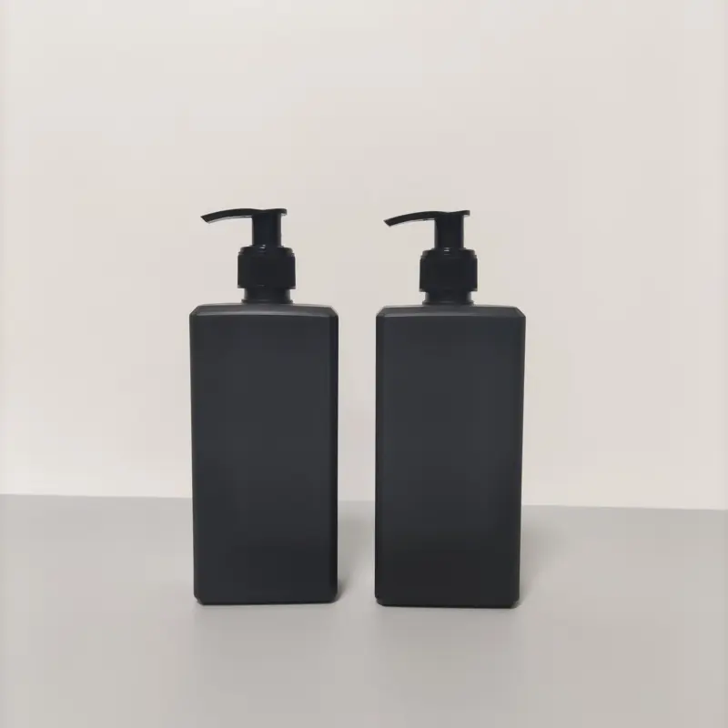 थोक आयताकार एचडीपीई 10oz खाली कॉस्मेटिक काले प्लास्टिक लोशन पंप बोतल के लिए 300 ml शैम्पू