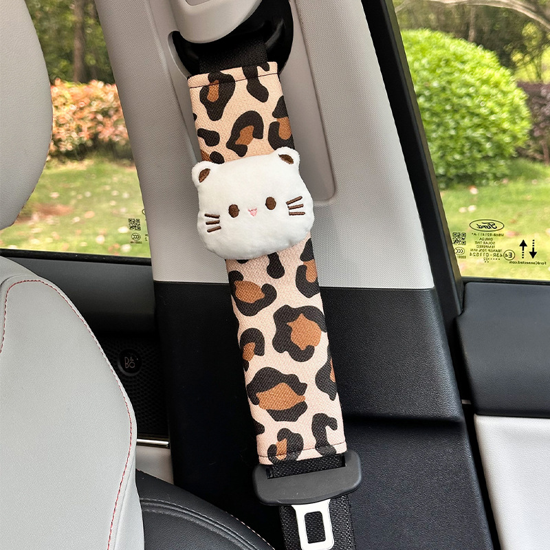 Brown linen leopard print cat shoulder pads