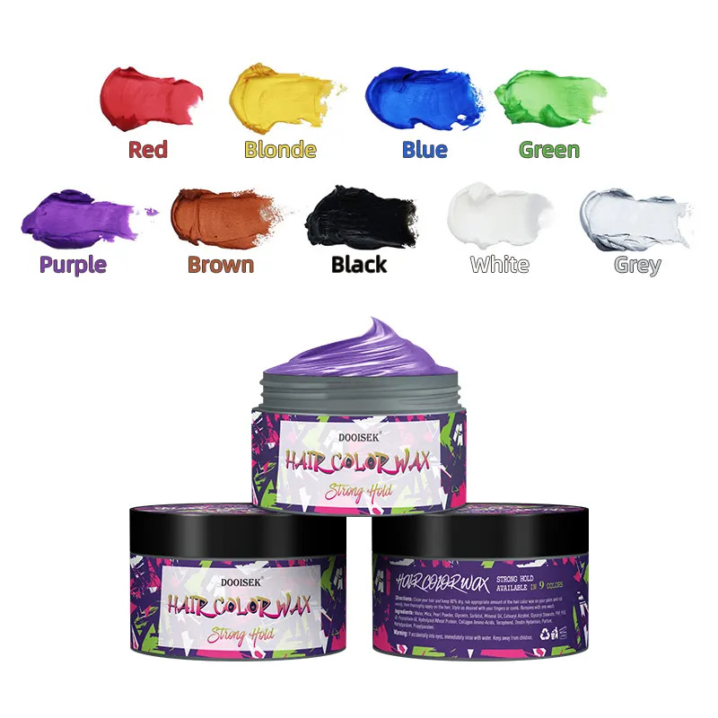 Best seller 9 colori Private Label Hair Styling Pomade materiale temporaneo monouso fango capelli colore cera