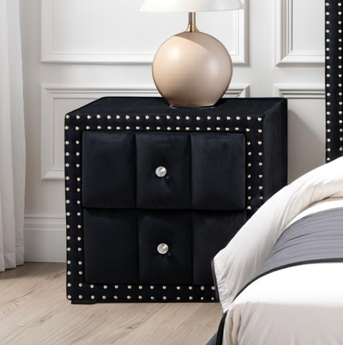 Black + Engineered Wood + Fabric