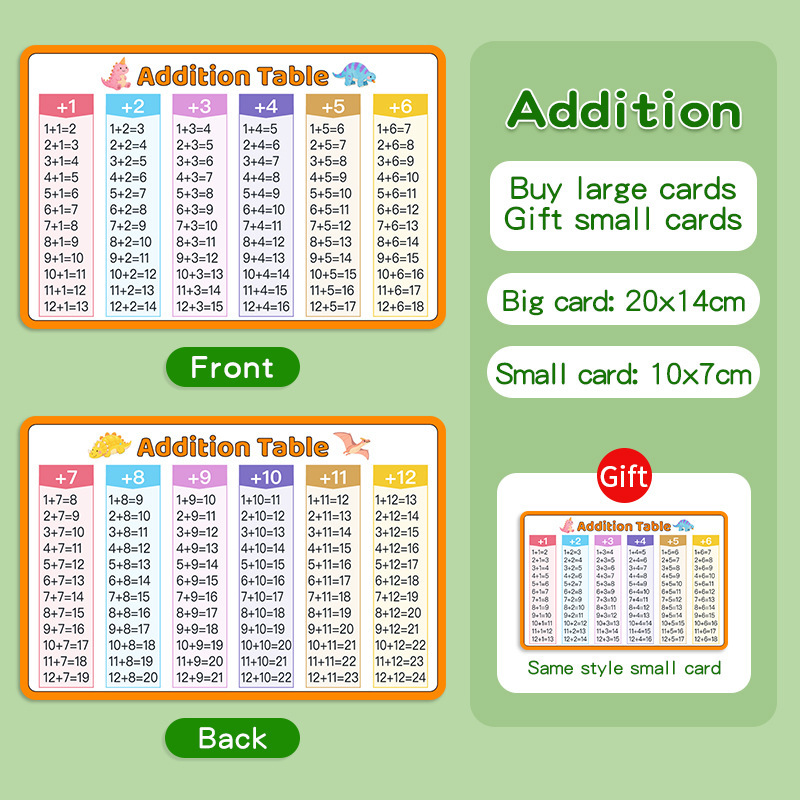 Table d'addition-achetez une grande carte et obtenez une petite carte