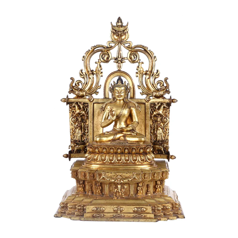 Artesanía de decoración de templo pequeño personalizada, artesanías de cobre dorado, estatuas religiosas de Buda, imagen de Buda a la venta