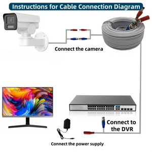 莱顿达闭路电视摄像机监控套件RCA BNC适配器DC连接器5m-30m视频电源电缆系统聚氯乙烯同轴电线高清电视 - Product Image 5