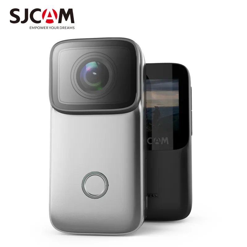SJCAM-cámara web C200 4K WiFi, con pantalla, grabación de vídeo, cámara de acción, rotación de 2021 grados, impermeable, reconocimiento facial, novedad de 180