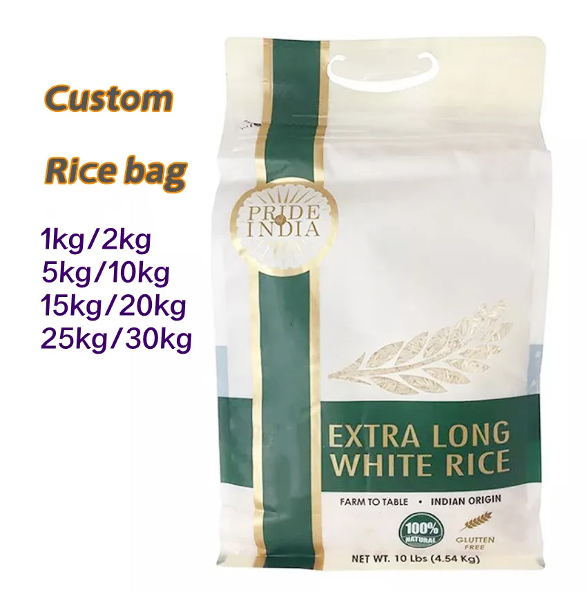 사용자 정의 1kg 2kg 5kg 쌀 포장 가방 유연한 플라스틱 나일론 PE 큰 플라스틱 건조 식품 패키지 쌀 가방
