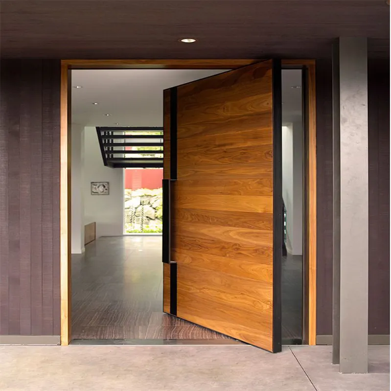 Im Angebot Neue Außen Luxus Stahl Metall Massivholz Pivot Eingangstüren für Häuser