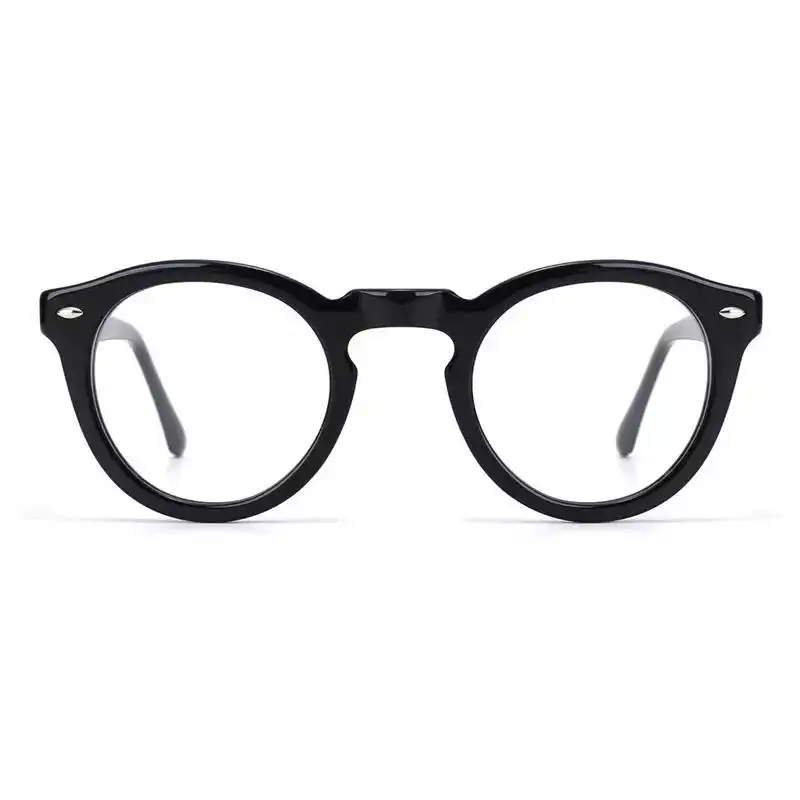 Kacamata bingkai optik Retro kualitas tinggi 2023 kacamata tebal pria wanita buatan tangan Italia bulat kacamata Logo kustom kacamata asetat